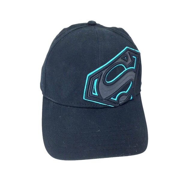 Superman Mens Black Fitted Baseball Cap With Embroidered Logo - Picture 1 of 7